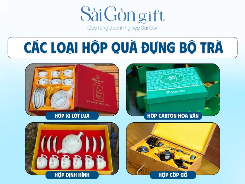 Hộp quà tặng bộ ấm chén in logo