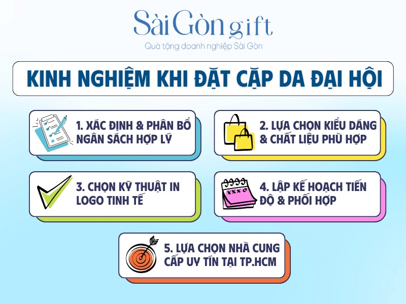 Đặt quà tặng cặp da đại hội in logo