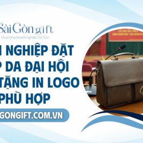 Đặt quà tặng cặp da đại hội in logo