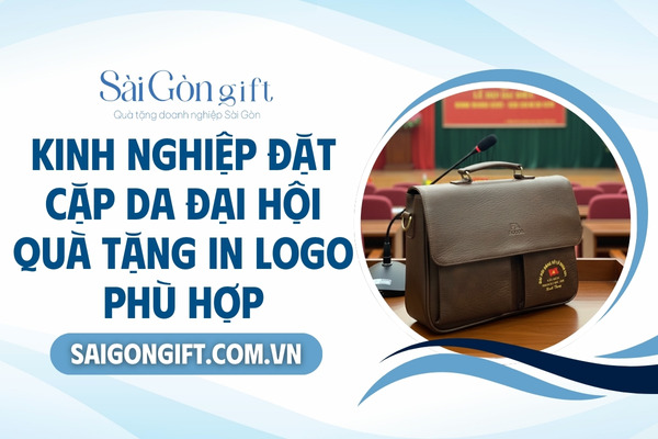Đặt quà tặng cặp da đại hội in logo