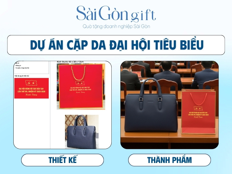 Cặp da in logo quà tặng