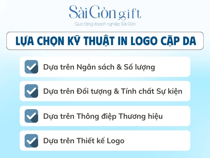 Cách lựa chọn kỹ thuật in logo trên cặp da