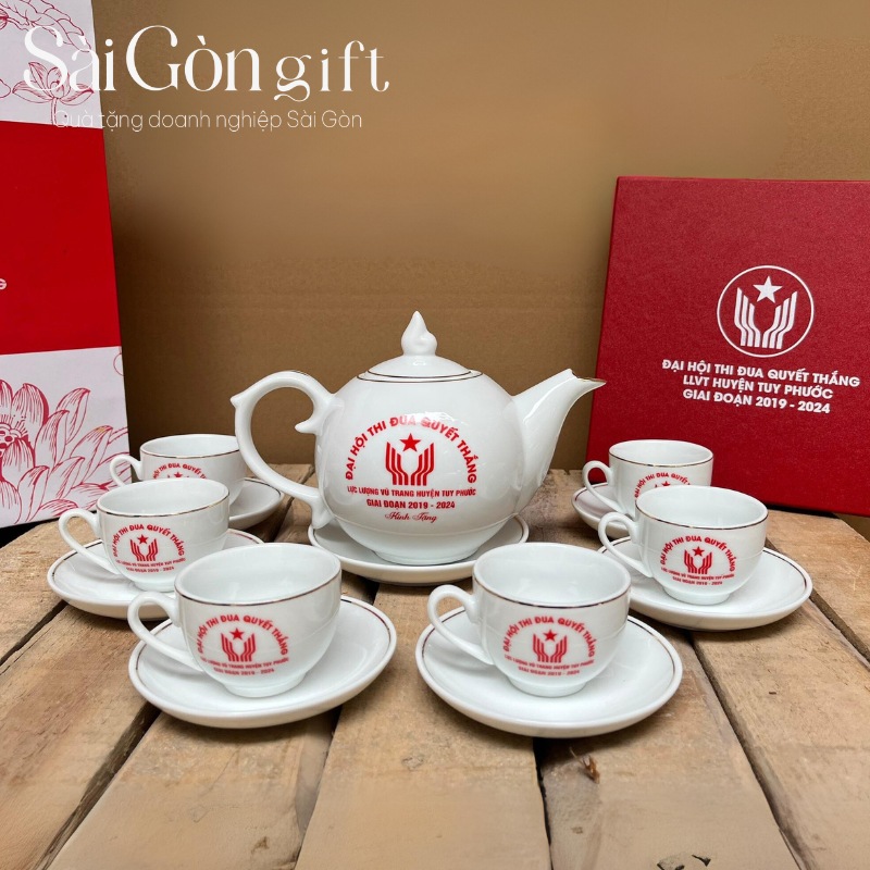 Bộ ấm chén quà tặng in logo