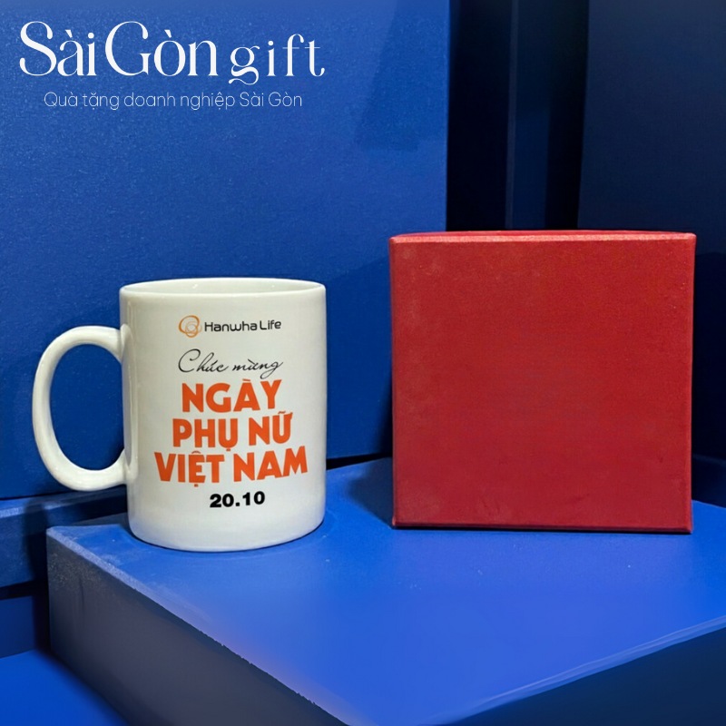 Cốc sứ quà tặng in logo 20/10