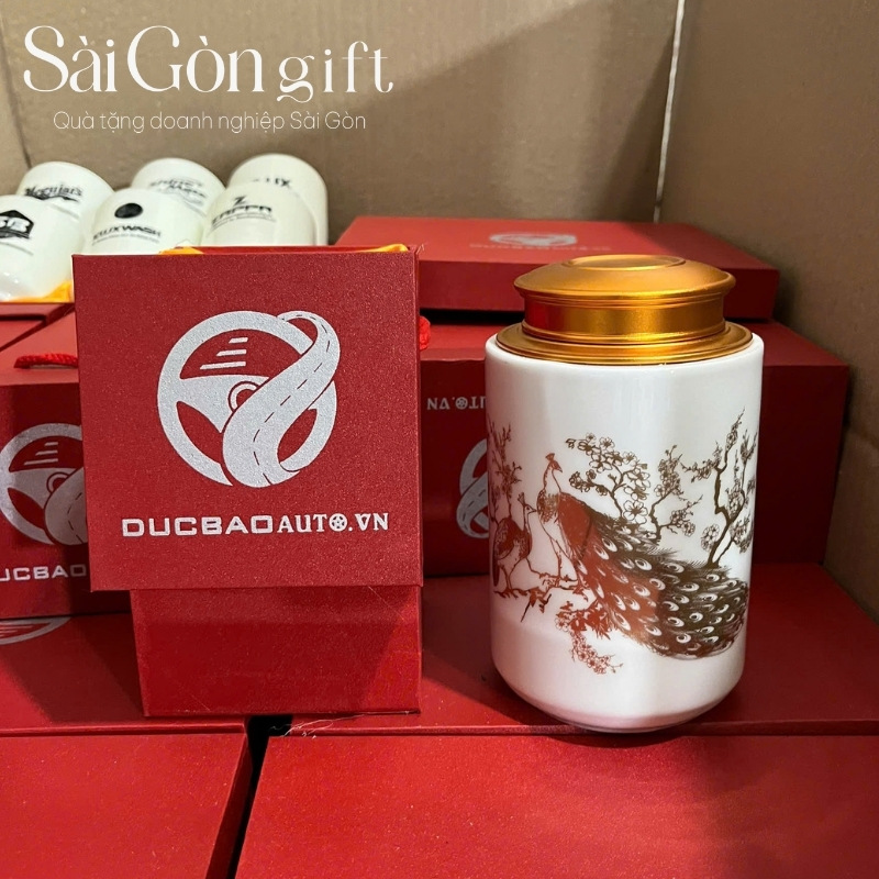 Hũ đựng trà in logo quà tặng 