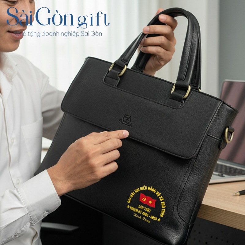Cặp da quà tặng in logo
