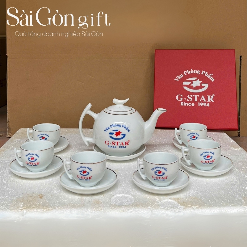 Bộ ấm chén quà tặng in logo