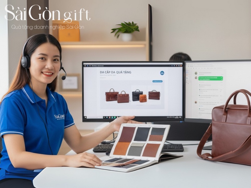 Tư vấn cặp da quà tặng in logo
